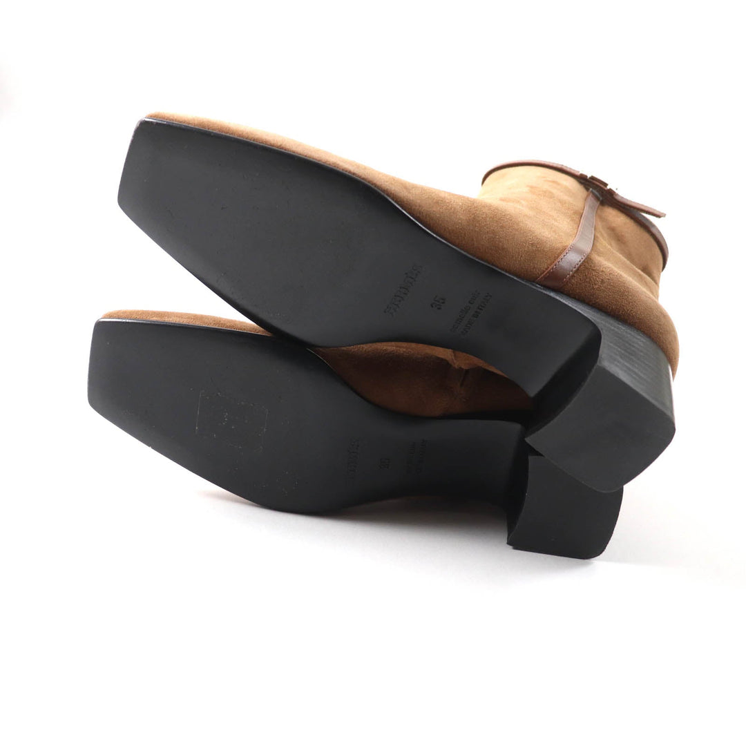 HERMES short boots 232082Z Main: suede leather, part: leather Brown Women 35 Used Authentic