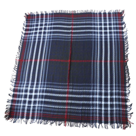 GUCCI Stall Main: 70% wool, Main: 30% silk Navy Red type Women Used Authentic