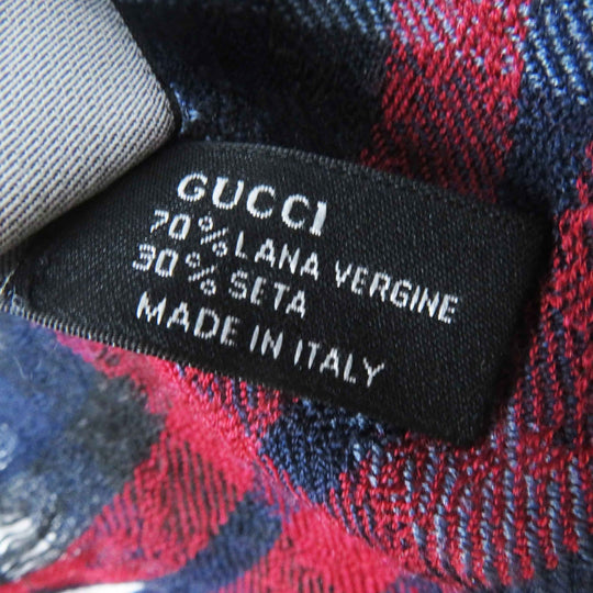 GUCCI Stall Main: 70% wool, Main: 30% silk Navy Red type Women Used Authentic