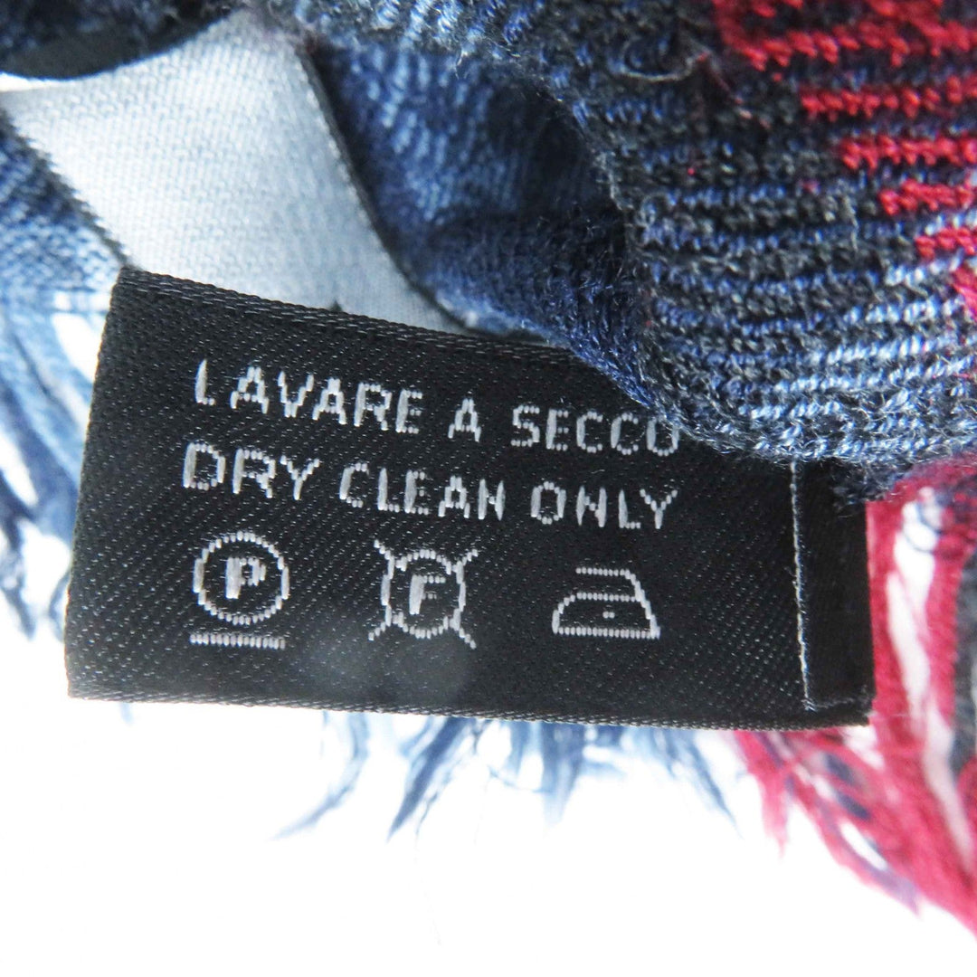 GUCCI Stall Main: 70% wool, Main: 30% silk Navy Red type Women Used Authentic