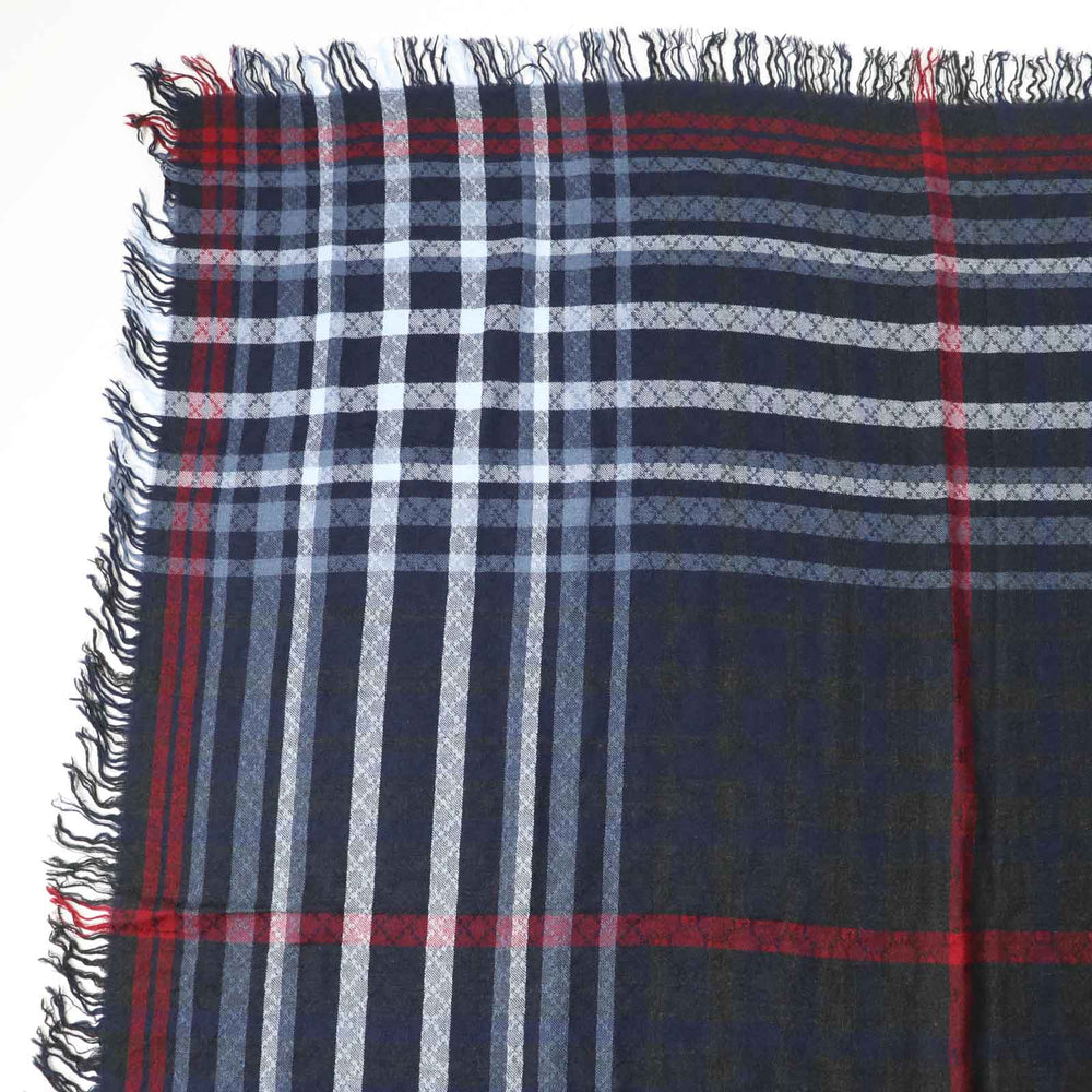 GUCCI Stall Main: 70% wool, Main: 30% silk Navy Red type Women Used Authentic