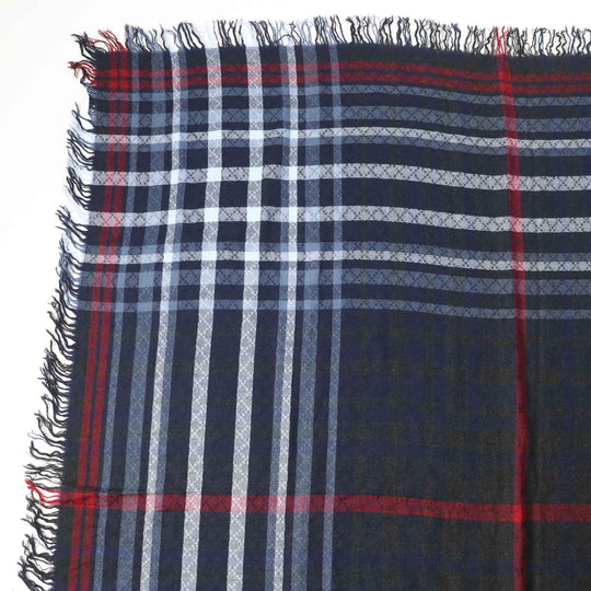 GUCCI Stall Main: 70% wool, Main: 30% silk Navy Red type Women Used Authentic