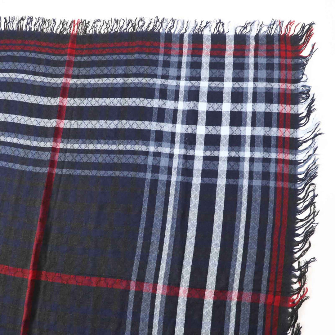 GUCCI Stall Main: 70% wool, Main: 30% silk Navy Red type Women Used Authentic