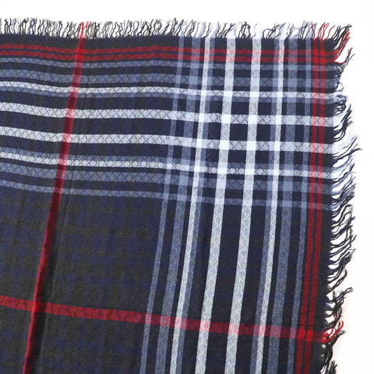 GUCCI Stall Main: 70% wool, Main: 30% silk Navy Red type Women Used Authentic