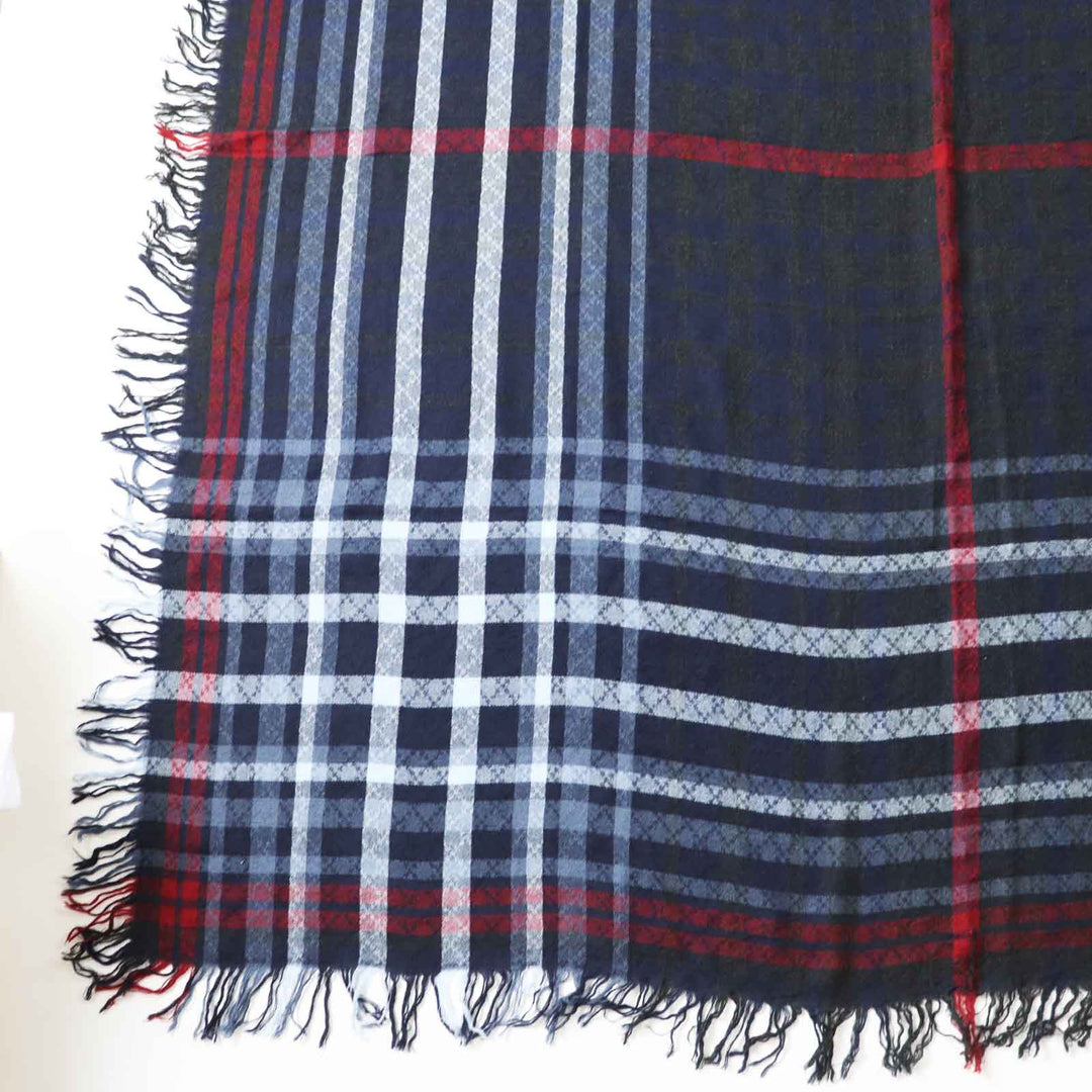 GUCCI Stall Main: 70% wool, Main: 30% silk Navy Red type Women Used Authentic