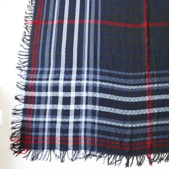 GUCCI Stall Main: 70% wool, Main: 30% silk Navy Red type Women Used Authentic