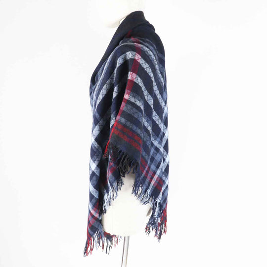 GUCCI Stall Main: 70% wool, Main: 30% silk Navy Red type Women Used Authentic