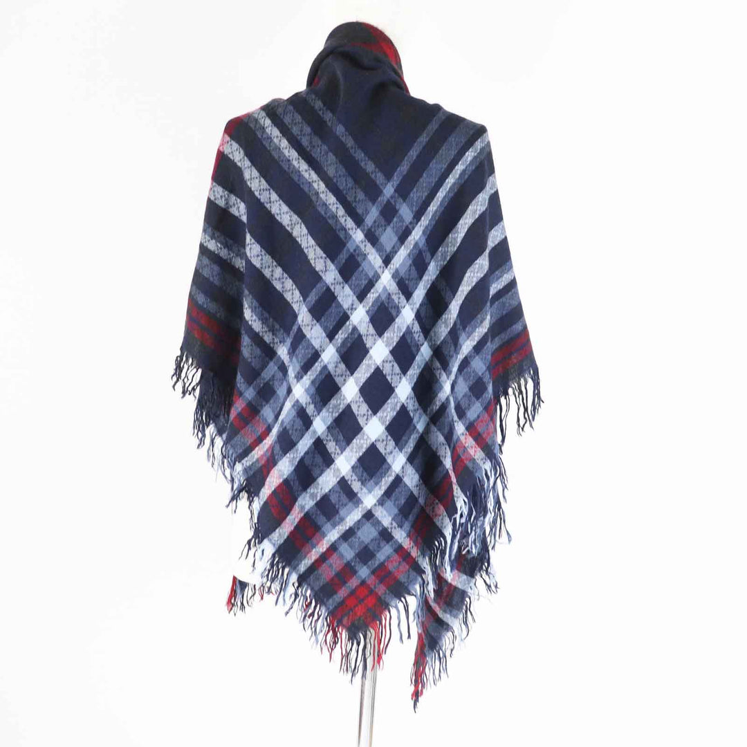 GUCCI Stall Main: 70% wool, Main: 30% silk Navy Red type Women Used Authentic