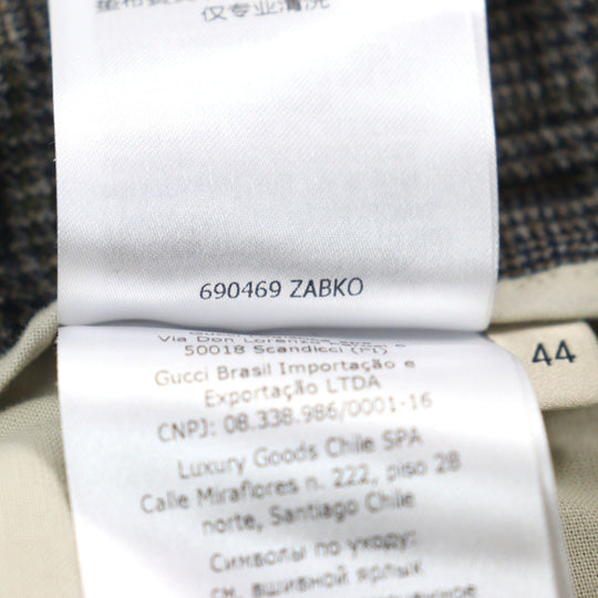 GUCCI Pants 690469 Main: 100% wool, part: 84% polyester, part: 16% metal fiber Grey Glen Check Pattern Fluid Drill mens 44 Used Authentic