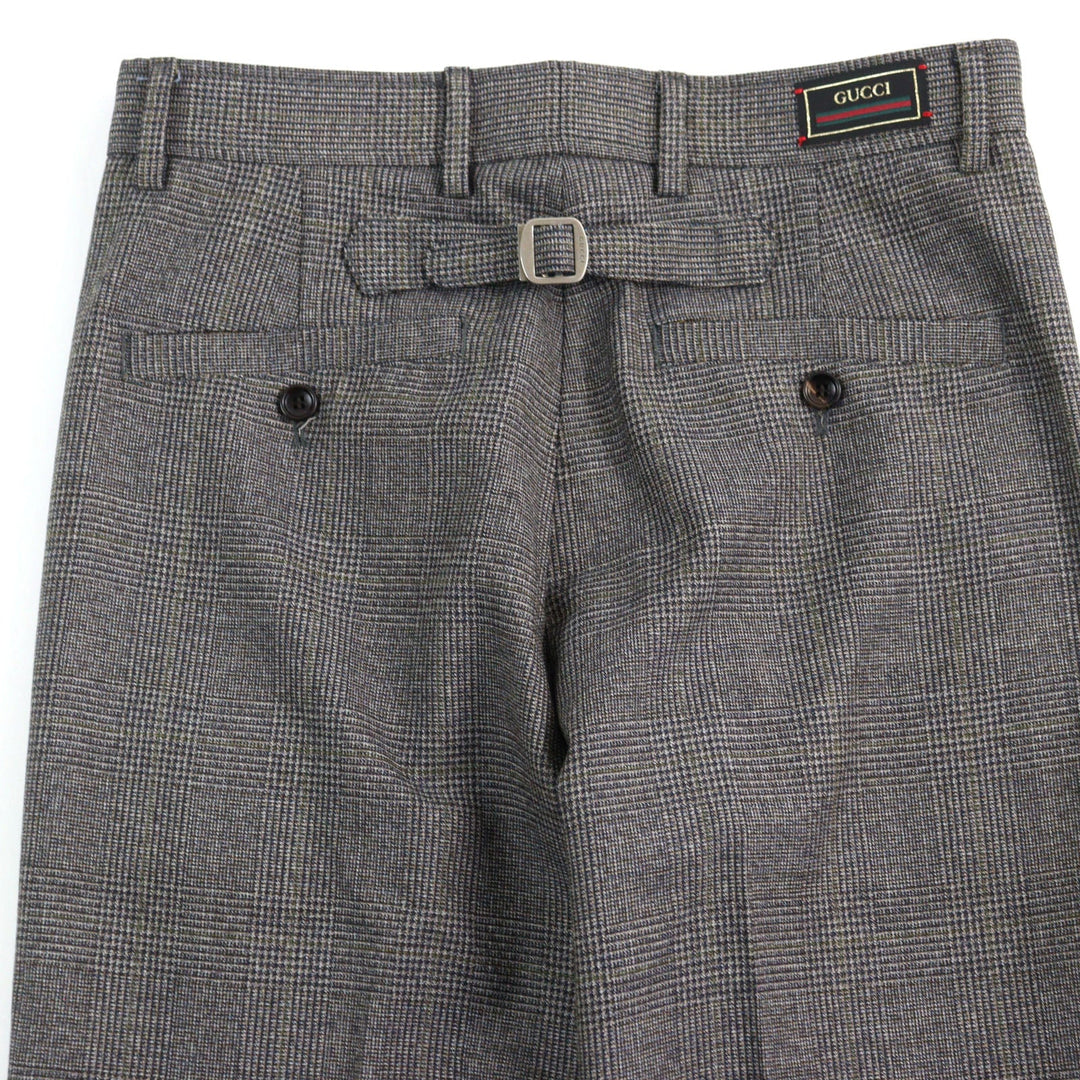 GUCCI Pants 690469 Main: 100% wool, part: 84% polyester, part: 16% metal fiber Grey Glen Check Pattern Fluid Drill mens 44 Used Authentic