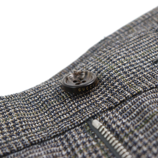 GUCCI Pants 690469 Main: 100% wool, part: 84% polyester, part: 16% metal fiber Grey Glen Check Pattern Fluid Drill mens 44 Used Authentic