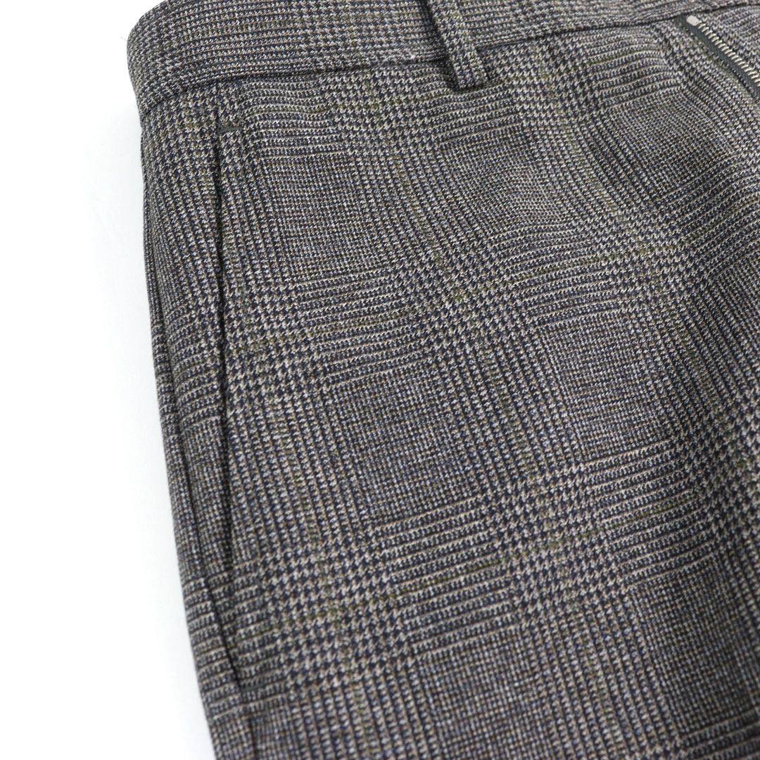 GUCCI Pants 690469 Main: 100% wool, part: 84% polyester, part: 16% metal fiber Grey Glen Check Pattern Fluid Drill mens 44 Used Authentic