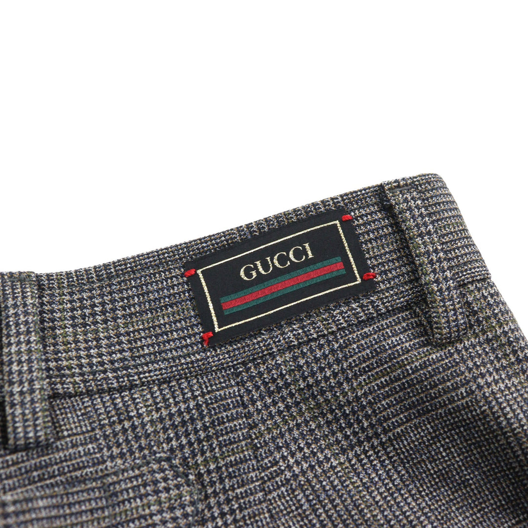 GUCCI Pants 690469 Main: 100% wool, part: 84% polyester, part: 16% metal fiber Grey Glen Check Pattern Fluid Drill mens 44 Used Authentic