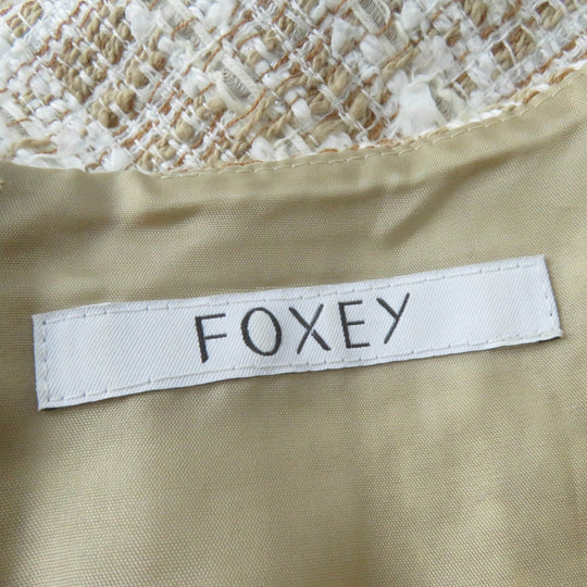 FOXEY one piece 40543 Main: 75% cotton, 12% polyester, 8% nylon, 3% acrylic, 2% polyurethane Beige type Women 40 Used Authentic