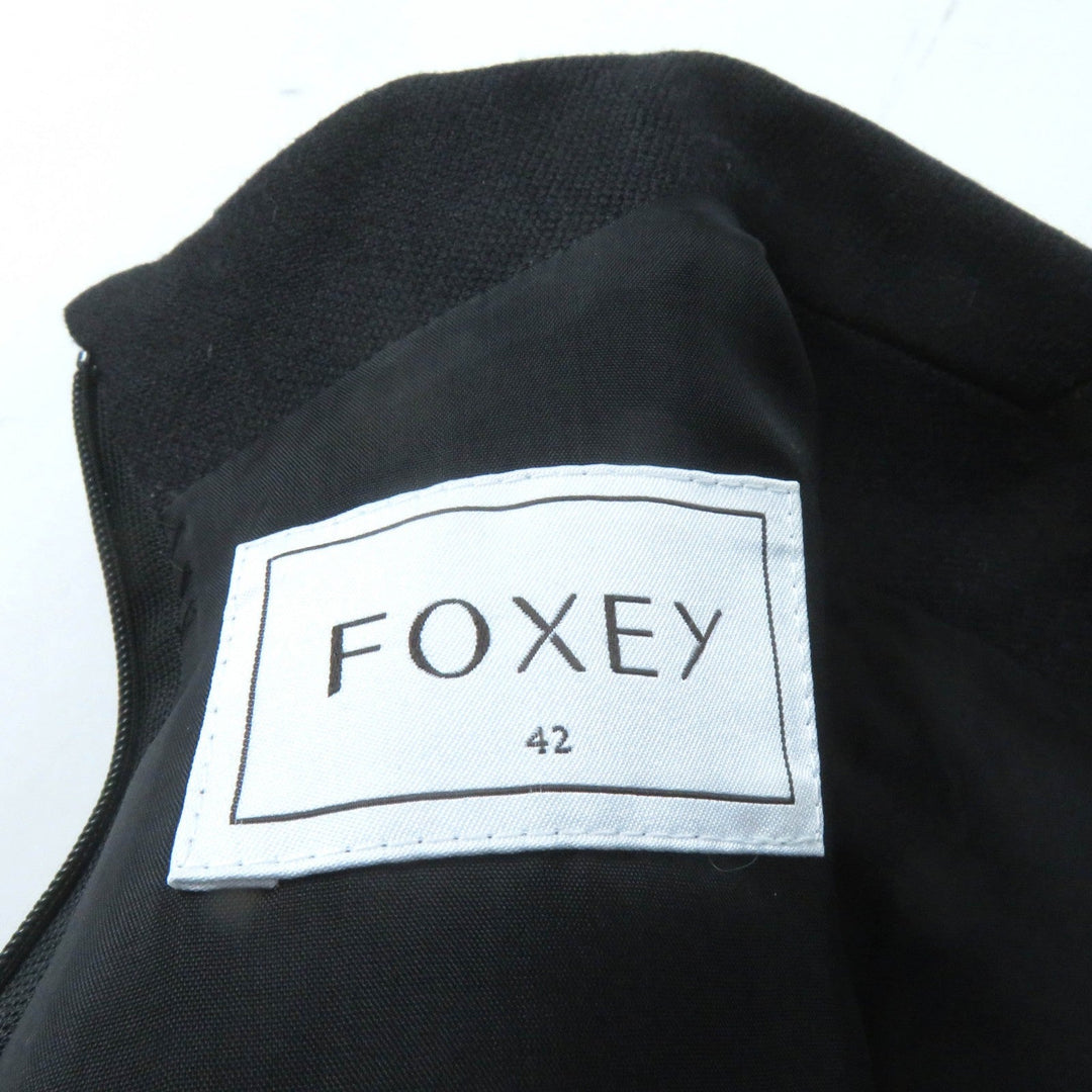 FOXEY one piece 40165 Outer material: 92% wool, Outer material: 6% nylon, Outer material: 2% polyurethane, Part: 100% polyester, Lining: 100% cupra black Dress Shapely Women 42 Used Authentic