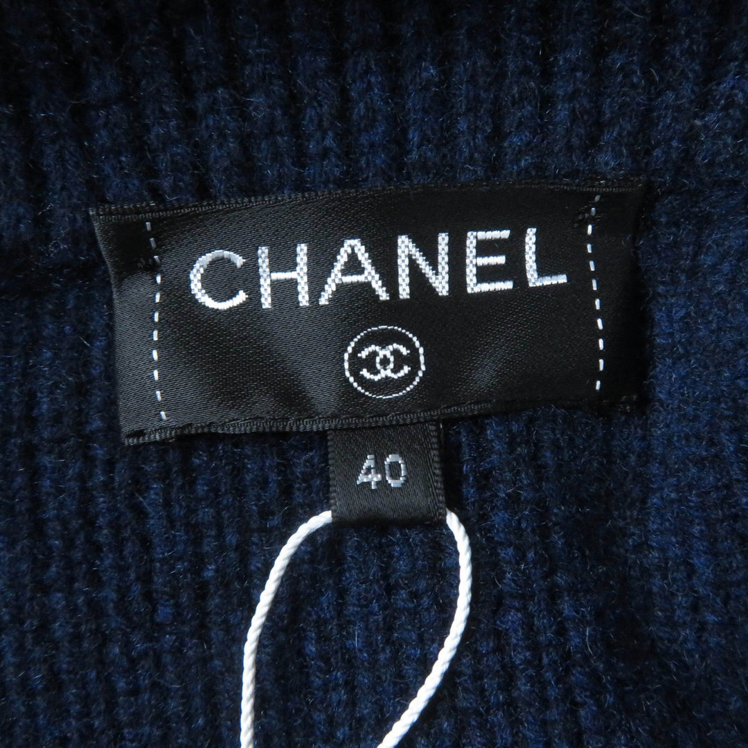 CHANEL coat 17B P57290K07490 Main: 100% cashmere Navy Women 40 Used Authentic