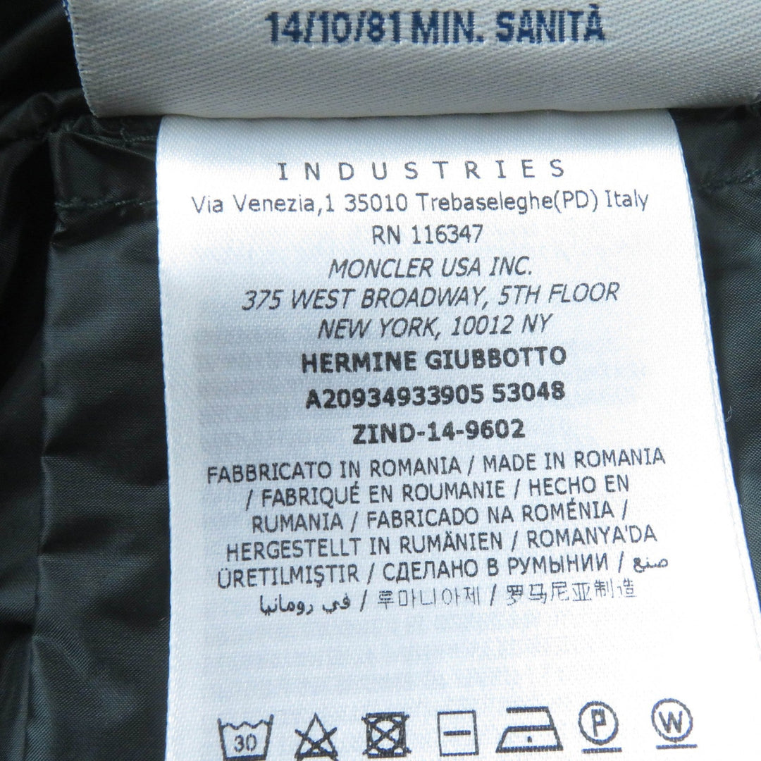 MONCLER down coat Main: 100% nylon, Lining: 100% nylon, Filling: 90% down, Filling: 10% feather green HERMINE Women Zero Size Used Authentic