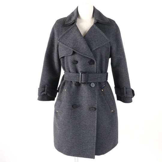 LOUIS VUITTON coat Main: 90% wool, Main: 10% cashmere, Lining: 100% rayon, Part: sheepskin gray Women 36 Used Authentic