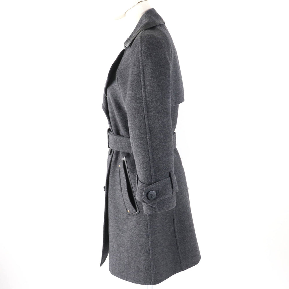 LOUIS VUITTON coat Main: 90% wool, Main: 10% cashmere, Lining: 100% rayon, Part: sheepskin gray Women 36 Used Authentic