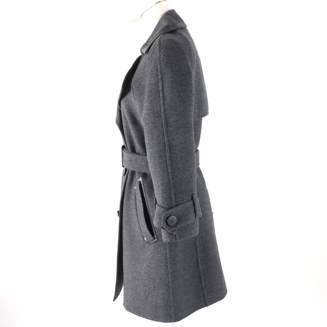 LOUIS VUITTON coat Main: 90% wool, Main: 10% cashmere, Lining: 100% rayon, Part: sheepskin gray Women 36 Used Authentic
