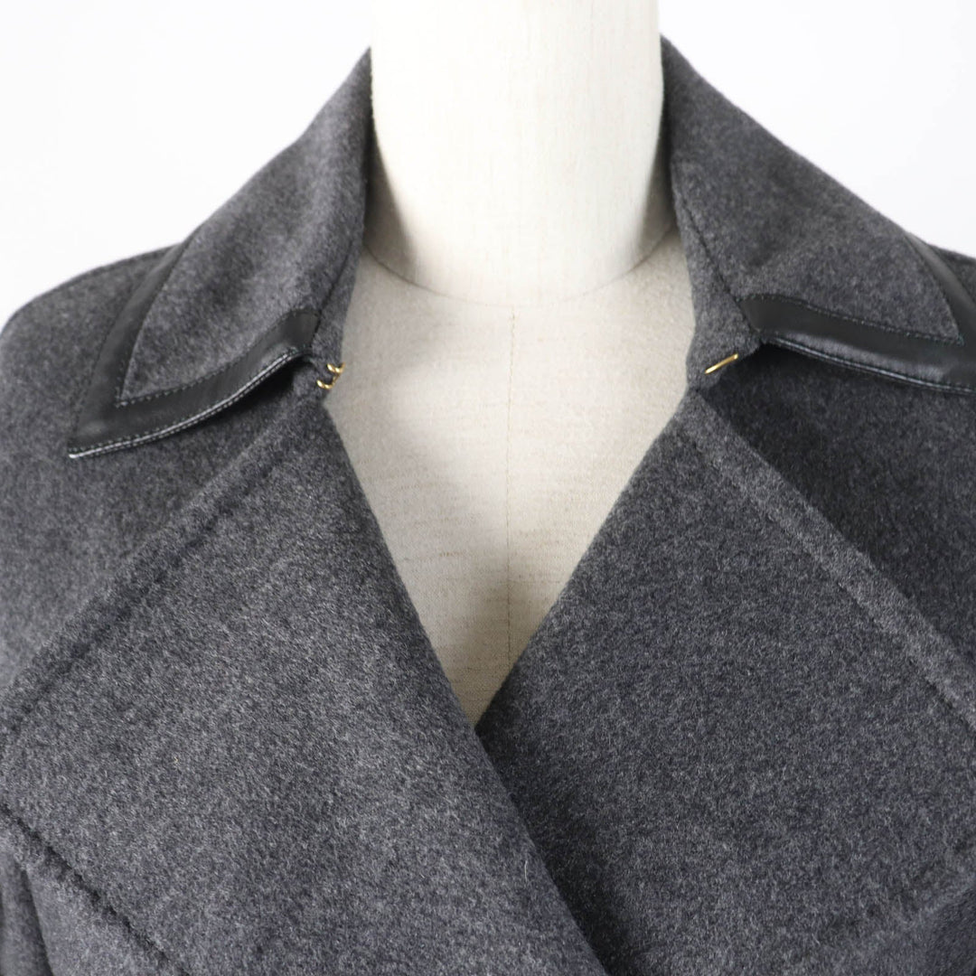 LOUIS VUITTON coat Main: 90% wool, Main: 10% cashmere, Lining: 100% rayon, Part: sheepskin gray Women 36 Used Authentic