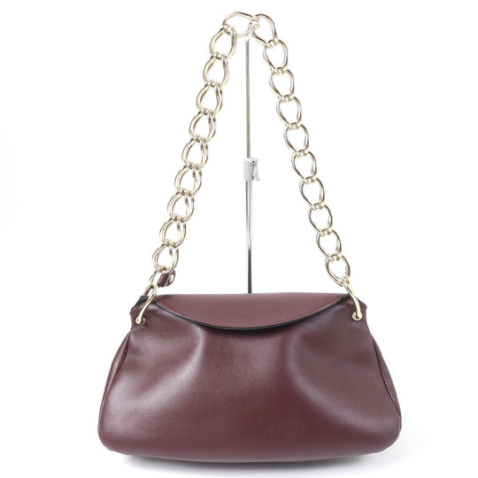 Chloe Shoulder Bag Main: Leather Burgundy JUANA MINI Women Used Authentic