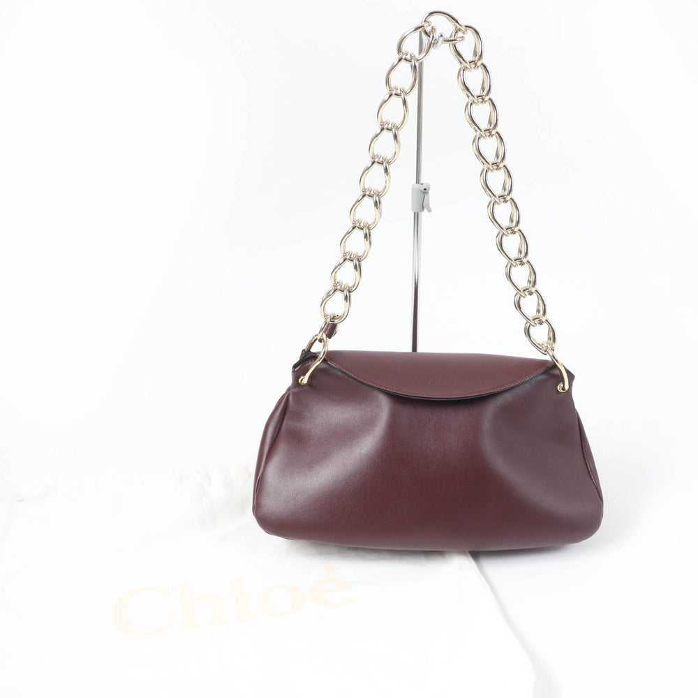 Chloe Shoulder Bag Main: Leather Burgundy JUANA MINI Women Used Authentic