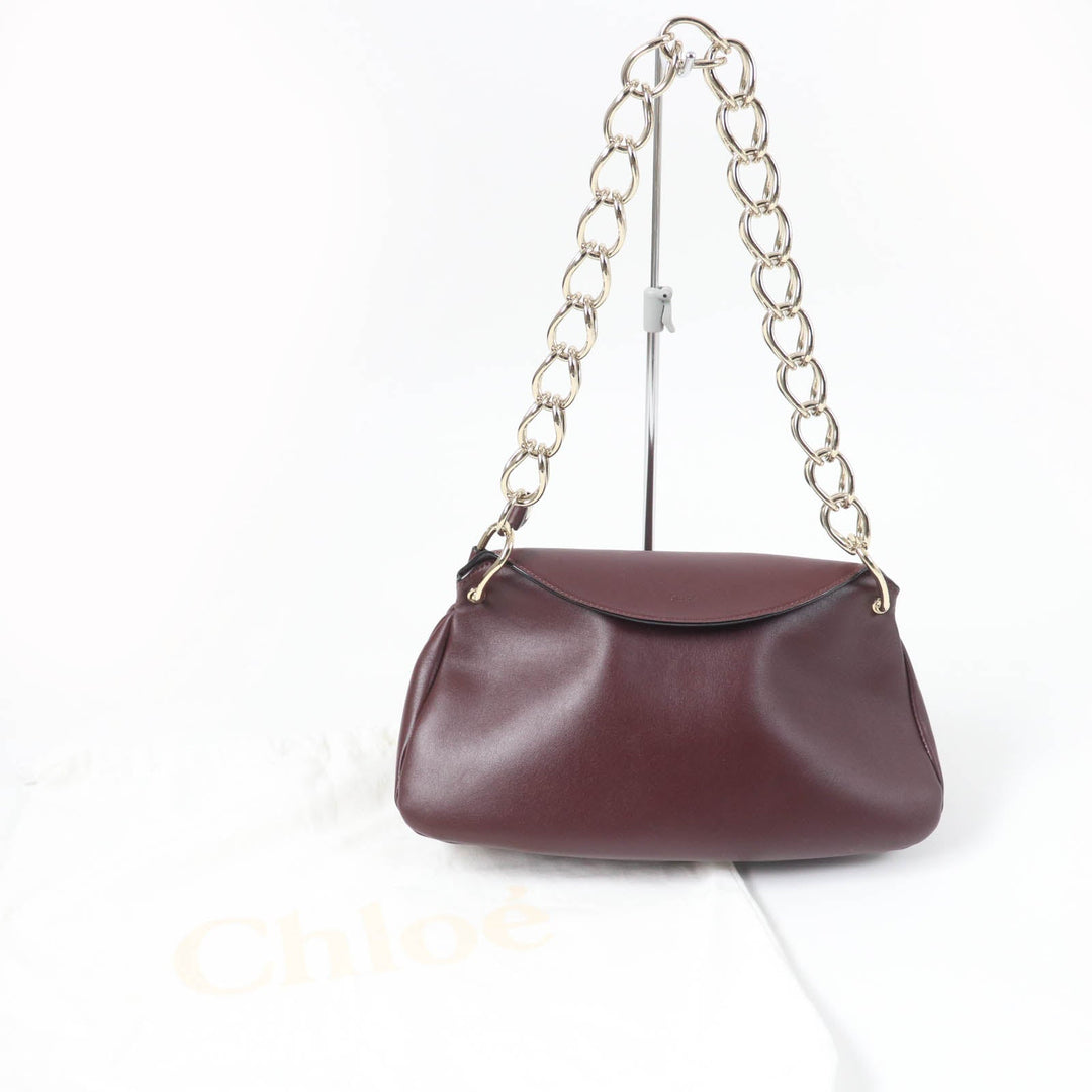 Chloe Shoulder Bag Main: Leather Burgundy JUANA MINI Women Used Authentic