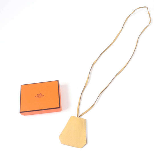 HERMES Necklace Main: Leather light brown Women Used Authentic