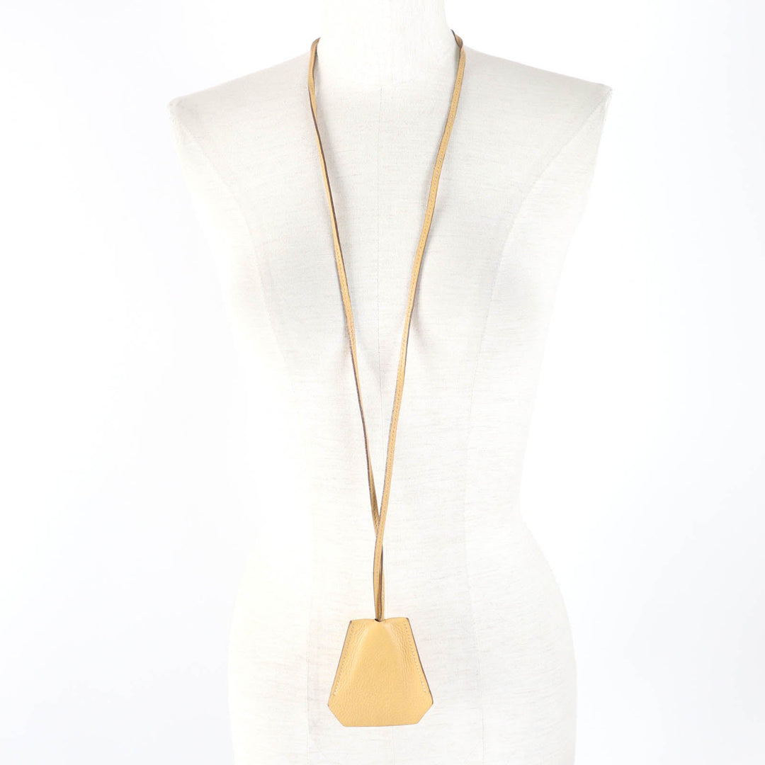 HERMES Necklace Main: Leather light brown Women Used Authentic