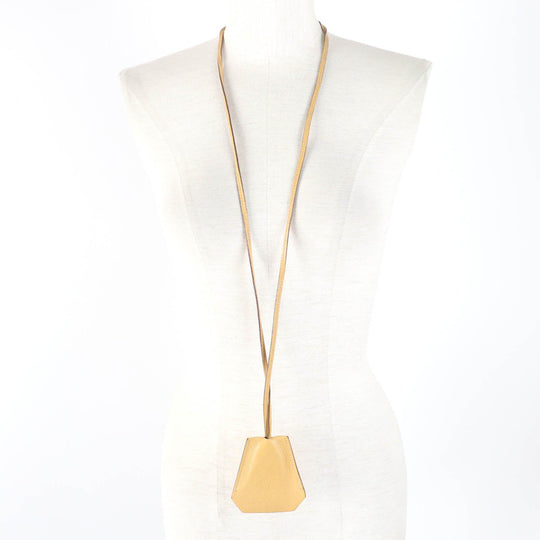 HERMES Necklace Main: Leather light brown Women Used Authentic