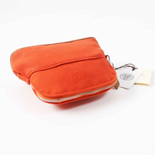 HERMES Pouch Main: Cotton, Part: Leather, Lining: Polyurethane, Lining: Cotton, Lining: Polyamide Orange Bolide Pouch Mini Women Used Authentic
