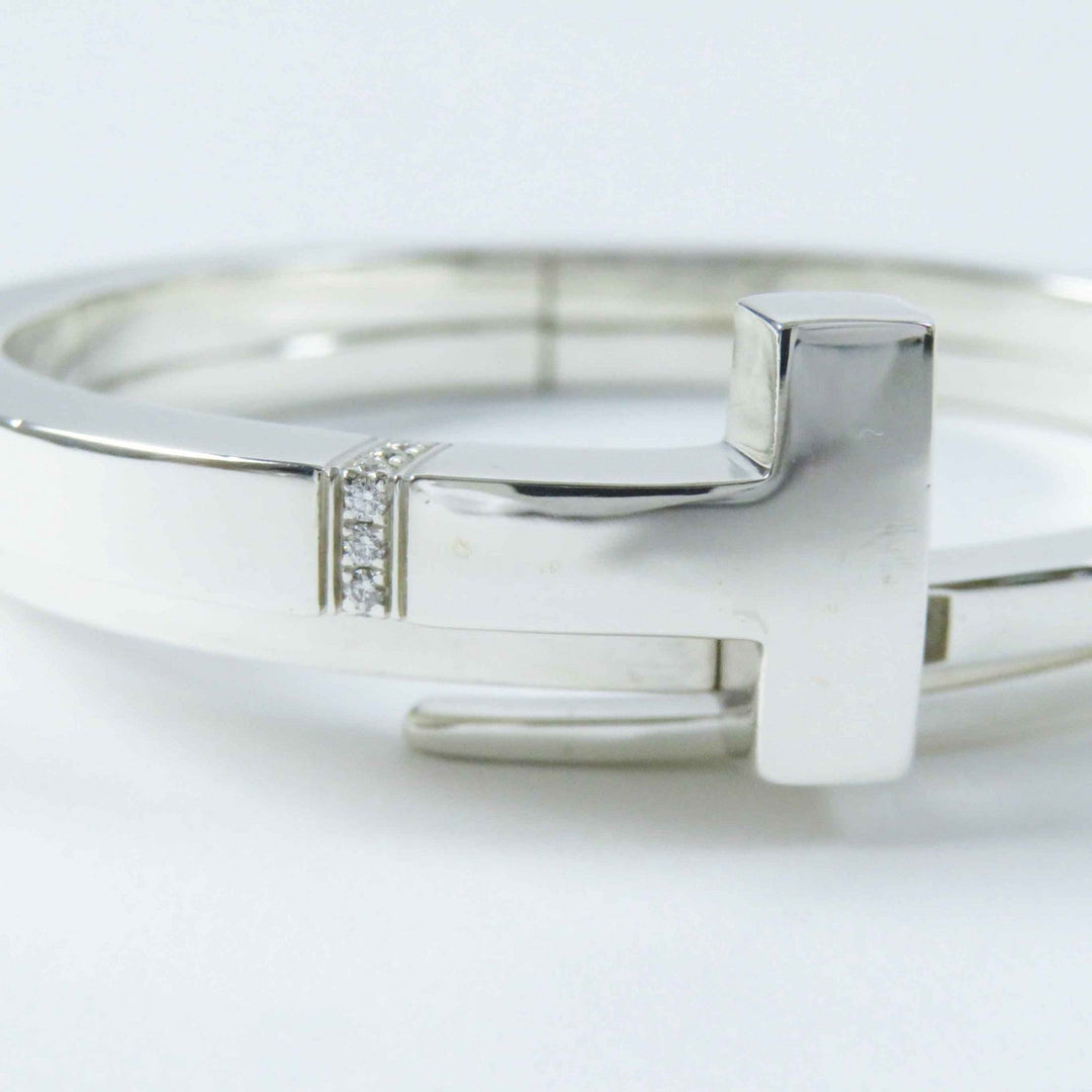 TIFFANY&Co. bracelet Main: AG925, Part: Diamond Silver T-Square Wrap Bangle Bracelet Women Used Authentic