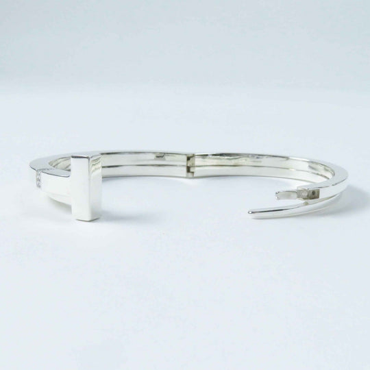 TIFFANY&Co. bracelet Main: AG925, Part: Diamond Silver T-Square Wrap Bangle Bracelet Women Used Authentic