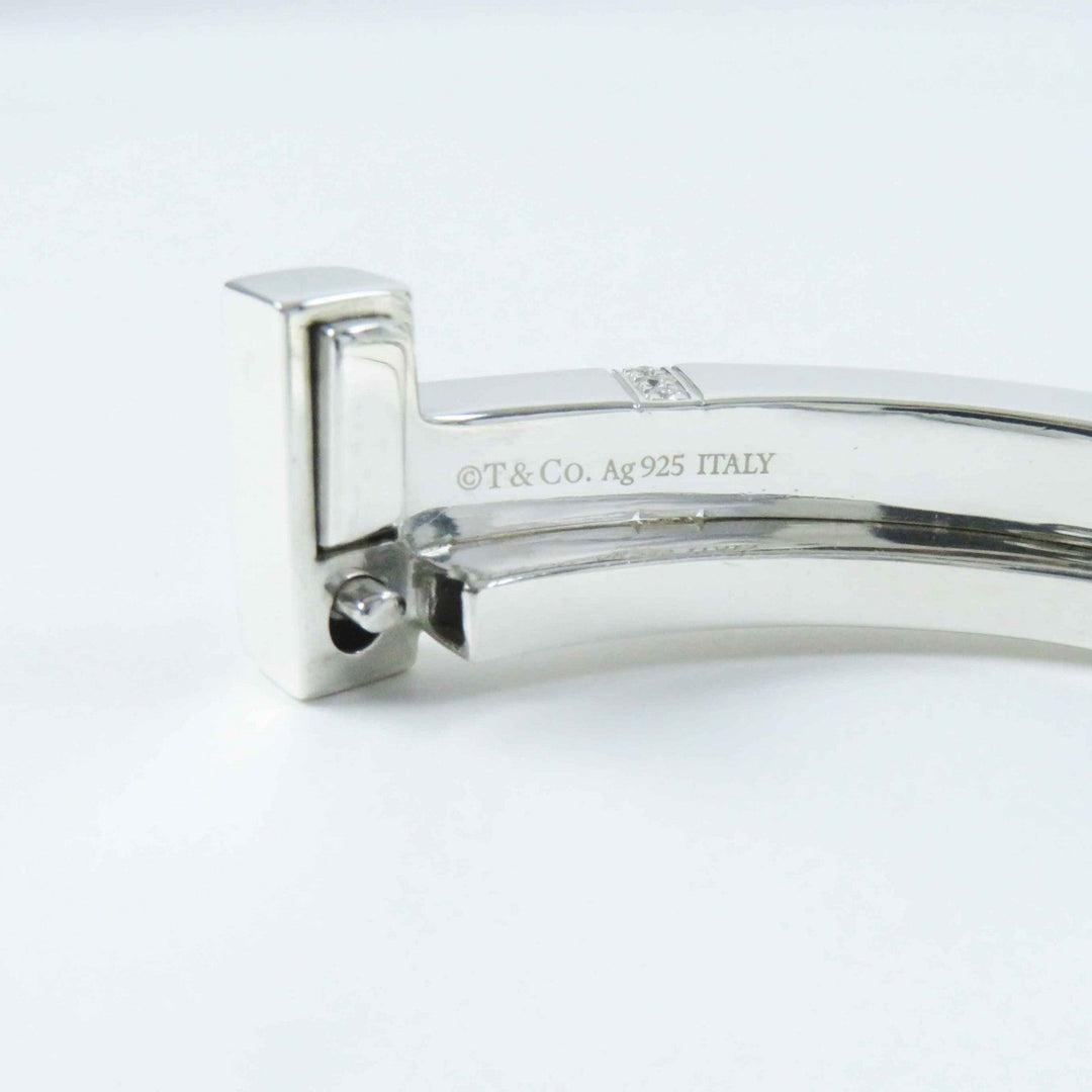 TIFFANY&Co. bracelet Main: AG925, Part: Diamond Silver T-Square Wrap Bangle Bracelet Women Used Authentic