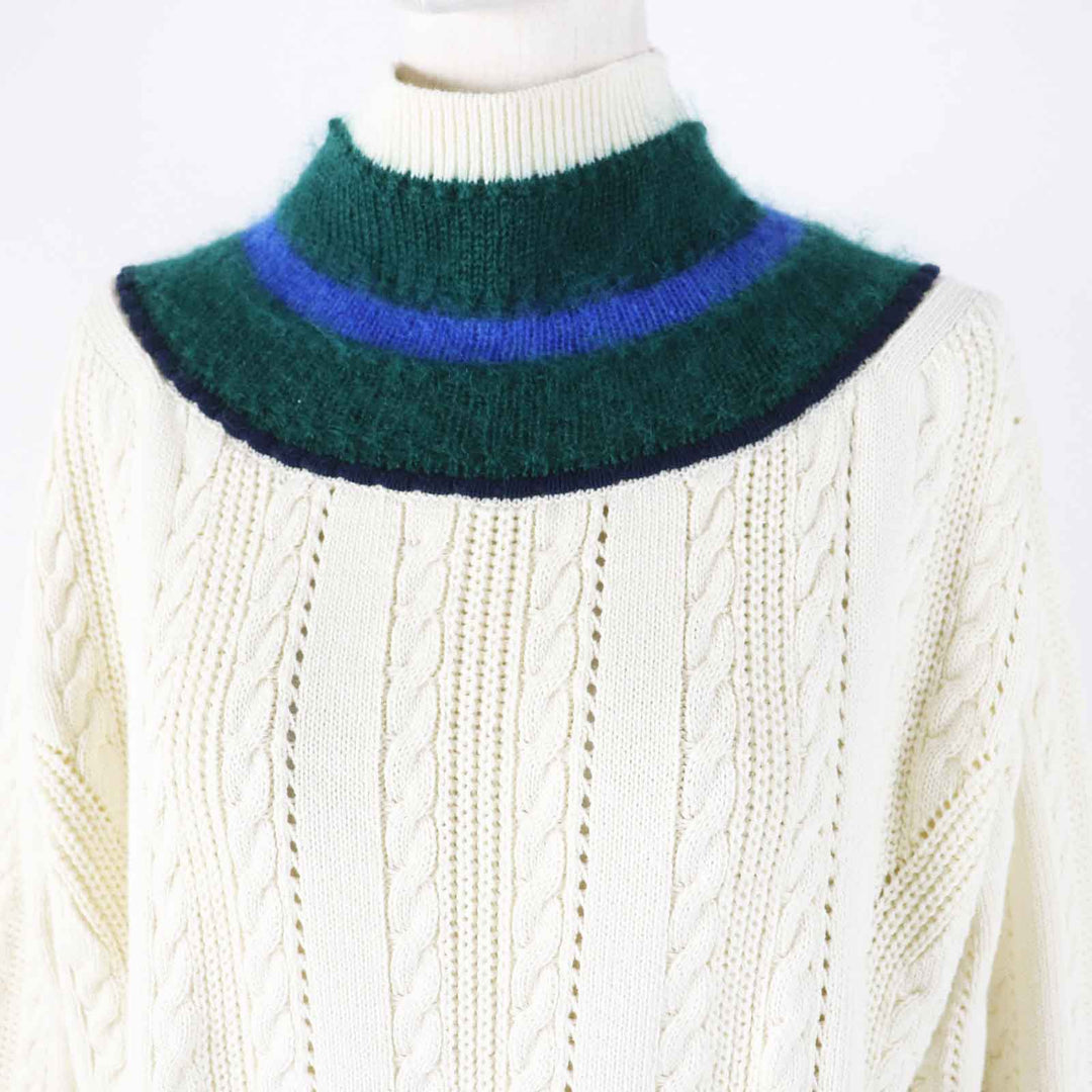 tao COMME des GARCONS knit TL-N006 Outer material: 45% polyester, 40% cotton, 10% wool, 5% nylon Ivory Green Blue Women M Used Authentic