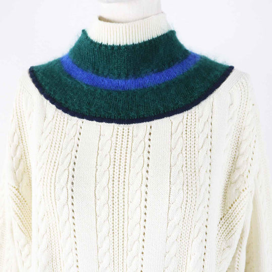 tao COMME des GARCONS knit TL-N006 Outer material: 45% polyester, 40% cotton, 10% wool, 5% nylon Ivory Green Blue Women M Used Authentic