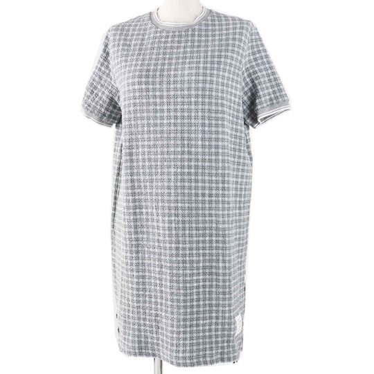 THOM BROWNE one piece FJD105A Main: 91% cotton, Main: 8% polyamide, Main: 1% elastane, Part: 90% cotton, Part: 9% polyamide Gray white Women 40 Used Authentic
