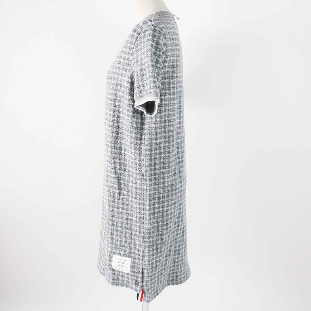 THOM BROWNE one piece FJD105A Main: 91% cotton, Main: 8% polyamide, Main: 1% elastane, Part: 90% cotton, Part: 9% polyamide Gray white Women 40 Used Authentic