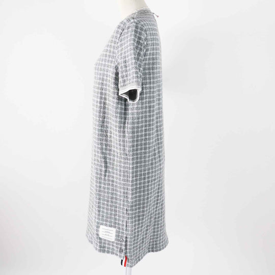 THOM BROWNE one piece FJD105A Main: 91% cotton, Main: 8% polyamide, Main: 1% elastane, Part: 90% cotton, Part: 9% polyamide Gray white Women 40 Used Authentic