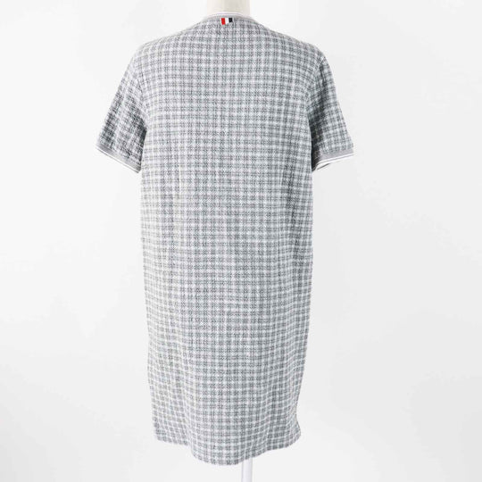 THOM BROWNE one piece FJD105A Main: 91% cotton, Main: 8% polyamide, Main: 1% elastane, Part: 90% cotton, Part: 9% polyamide Gray white Women 40 Used Authentic