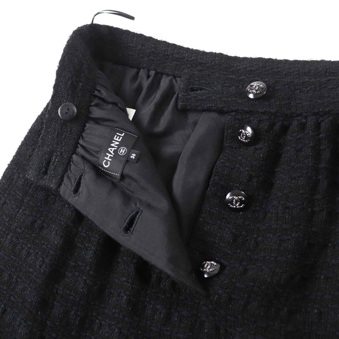 CHANEL skirt 21C P70024 Outer: 35% cotton, Outer: 25% viscose, Outer: 22% acrylic, Outer: 18% polyamide, Lining: 100% silk black Women 36 Used Authentic