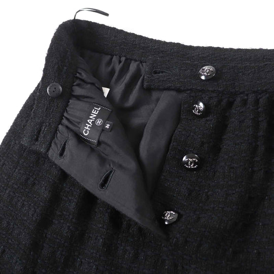 CHANEL skirt 21C P70024 Outer: 35% cotton, Outer: 25% viscose, Outer: 22% acrylic, Outer: 18% polyamide, Lining: 100% silk black Women 36 Used Authentic