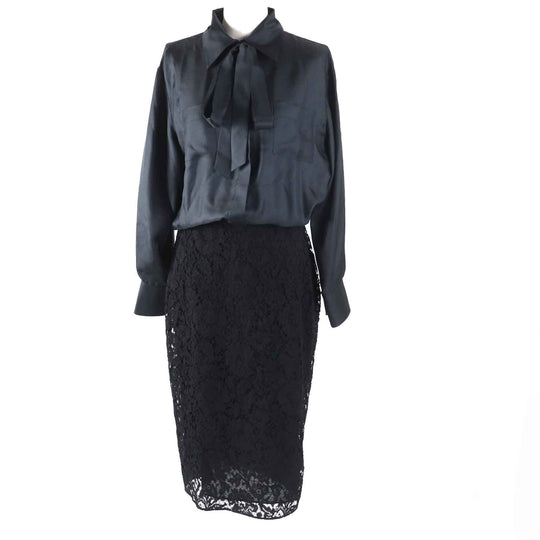 VALENTINO one piece WB3VAW906FR Outer material: 100% silk, Outer material: 45% rayon, Outer material: 32% cotton, Outer material: 19% nylon, Outer material: 4% polyurethane black Women 44 Used Authentic