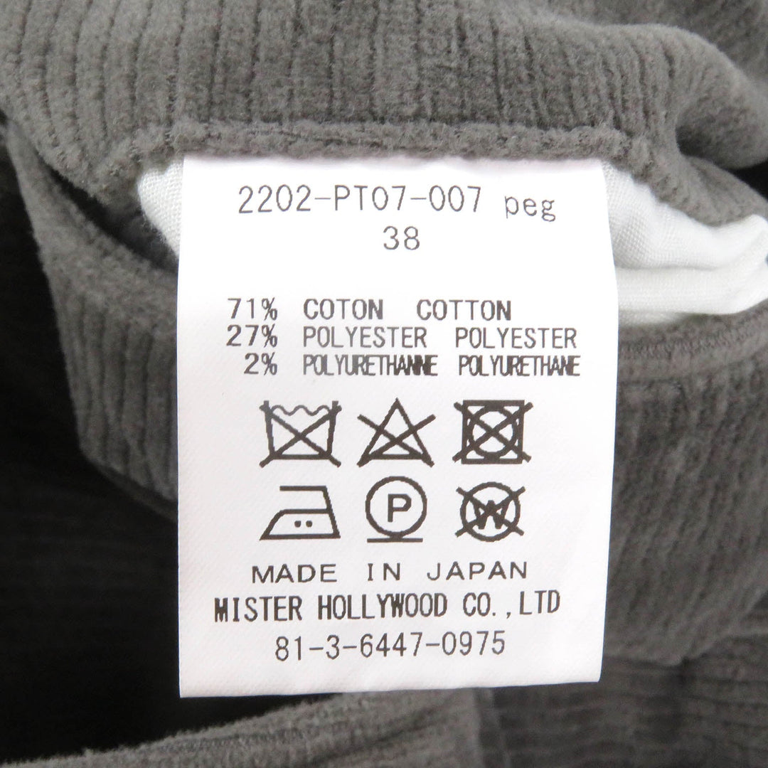 N.HOOLYWOOD Pants 2202-PT07-007 peg Main: 71% cotton, Main: 27% polyester, Main: 2% polyurethane charcoal mens 38 Used Authentic