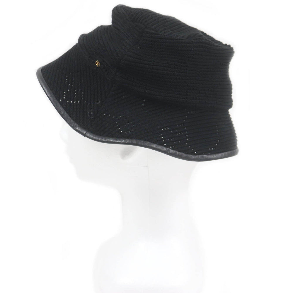 GUCCI hat 656573 Main: 100% cotton, some parts: leather black mens M Used Authentic