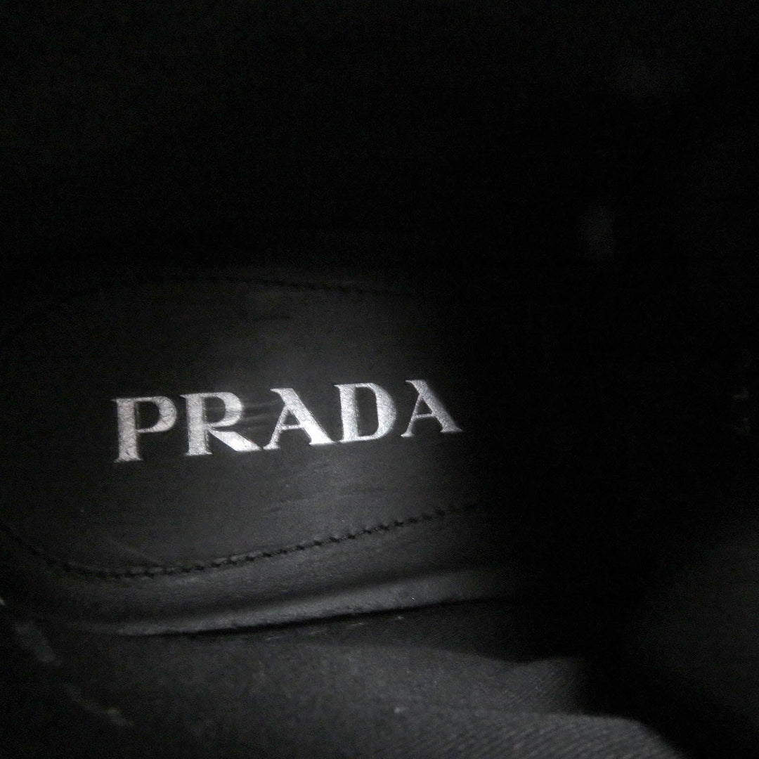 PRADA High cut sneakers 2TG177 Main: Canvas, Part: Leather Black White POINTY HIGH-TOP SNEAKERS SHOES mens 5 1/2 Used Authentic