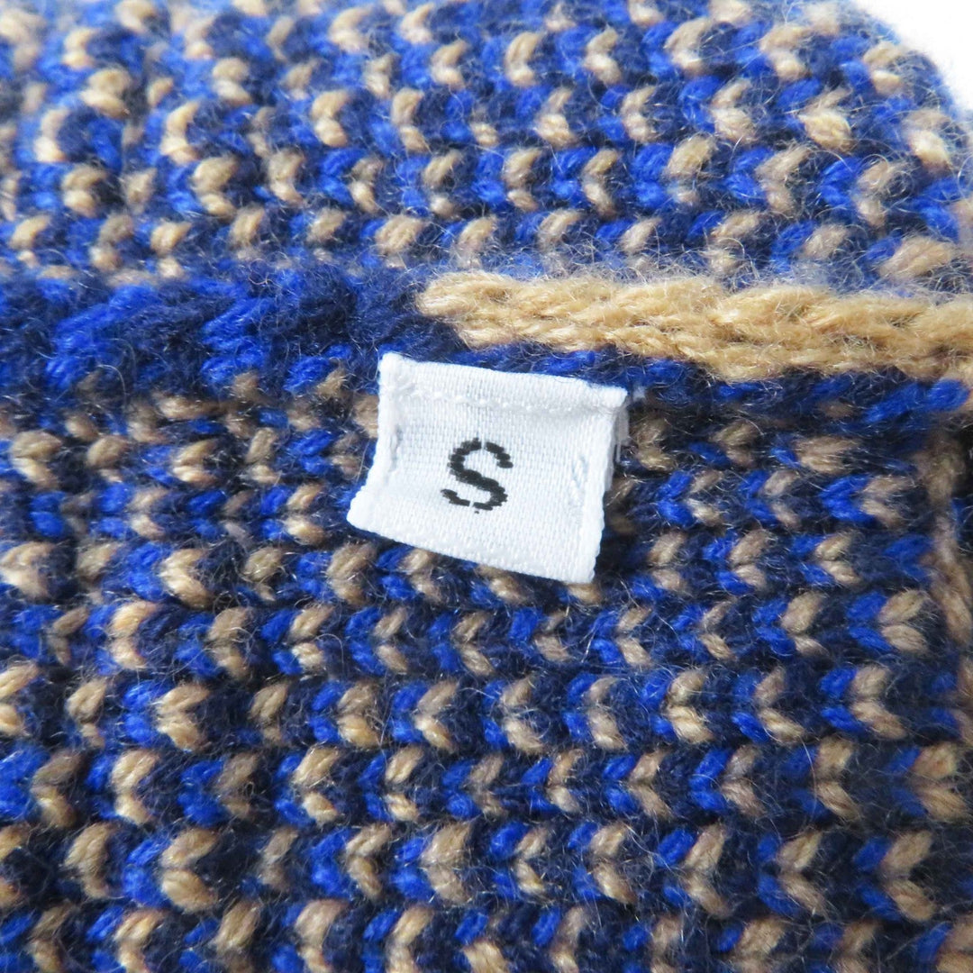 HERMES gloves Main: 100% cashmere Navy Brown Blue GANTS FEMME SLALOM MAILLE Women S Used Authentic
