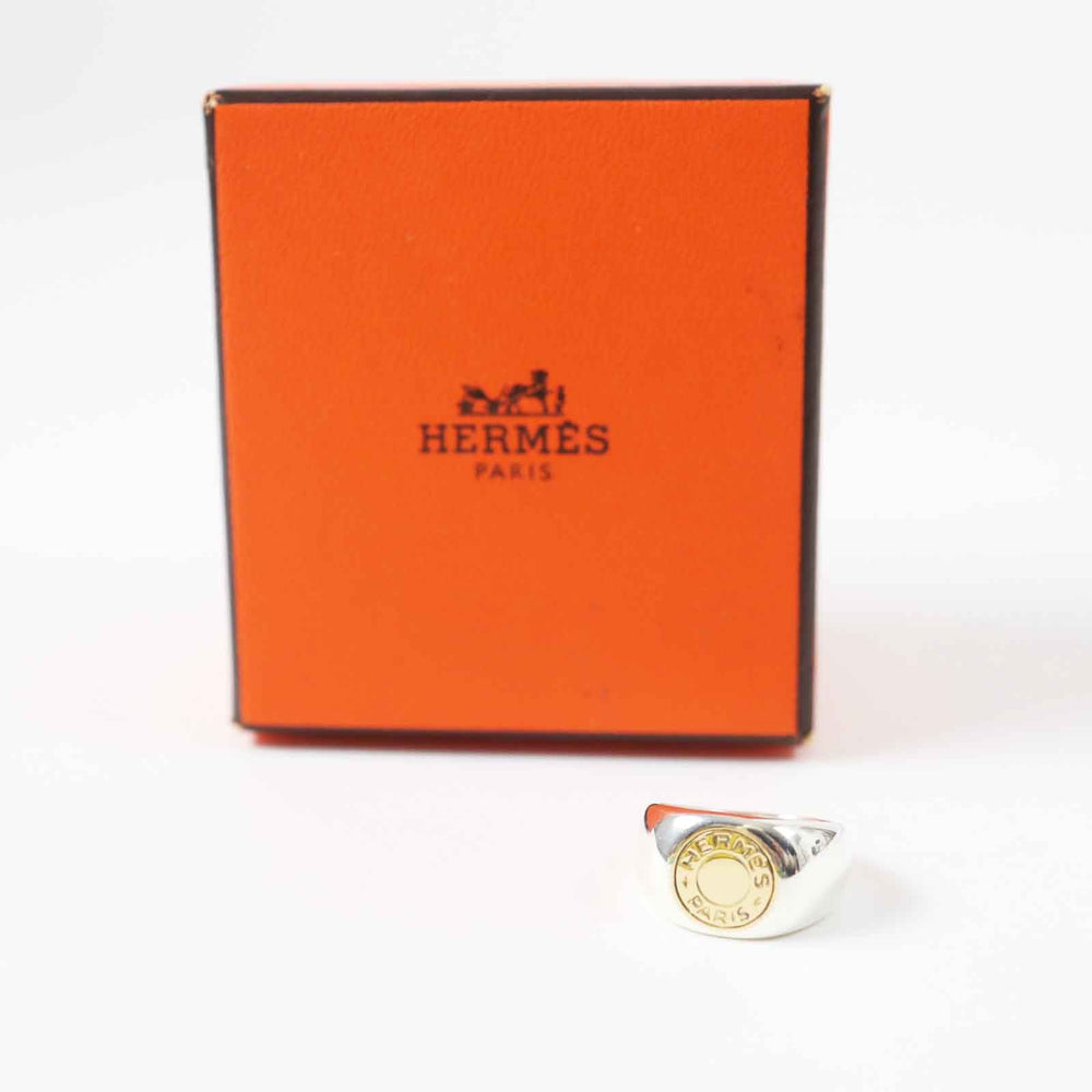 HERMES Ring Main: SV925, Part: 750 Silver gold Seriering Women 51 Used Authentic