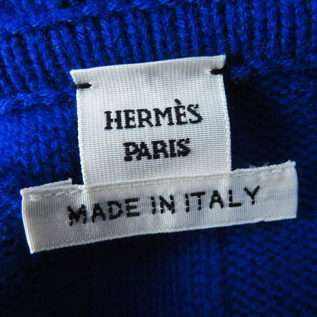 HERMES Hoodie 4E2623D3 Main: 100% wool, part: 98% wool, part: 2% nylon blue Women 34 Used Authentic